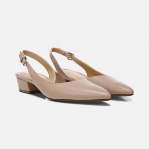 Naturalizer Banks Pointed Toe Flat Womens Beige Slingbacks FE11-7211R4