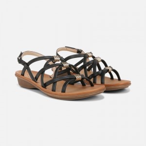 Naturalizer SOUL Sierra Strappy Sandal Womens Black Flat Sandals ES60-8070S9