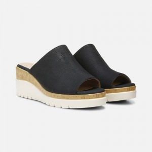 Naturalizer Soul Goodtimes Mule Wedge Sandal Womens Black Wedge Sandals UO13-8643B6