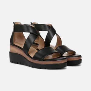 Naturalizer Soul Goodtimes Wedge Sandal Womens Black Wedge Sandals WU81-9751C8
