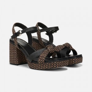 Naturalizer 27 EDIT Peyton Platform Sandal Womens Black / Brown Heeled Sandals FM11-3101S6