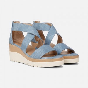 Naturalizer Soul Goodtimes Wedge Sandal Womens Blue Wedge Sandals OK24-9374P7