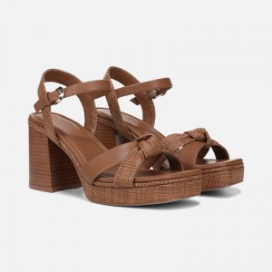 Naturalizer 27 EDIT Peyton Platform Sandal Womens Brown Heeled Sandals NV02-9722C8