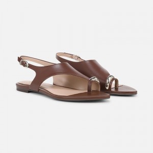 Naturalizer 27 EDIT Via Sandal Womens Brown Flat Sandals AZ17-0597E7