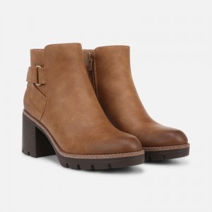 Naturalizer Madalynn Strap Bootie Womens Brown Booties QB77-8407S6