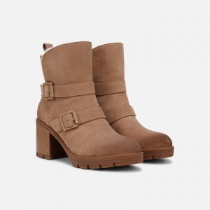 Naturalizer Verney Moto Water Repellent Bootie Womens Brown Moto Boots NN43-4403V9