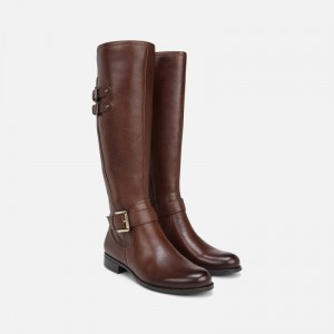 Naturalizer Jessie Wide Calf Knee High Boot Womens Chocolate Wide Calf Boots XI48-2748W4