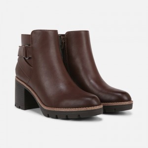 Naturalizer Madalynn Strap Bootie Womens Chocolate Booties VG43-6273X3