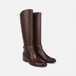 Naturalizer Rena Wide Calf Riding Boot Womens Chocolate / Brown Wide Calf Boots QU86-0456R6