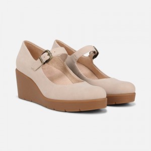 Naturalizer SOUL Adore Mary Jane Wedge Womens Cream Wedges AW21-2481X7