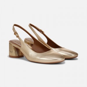 Naturalizer Lane Slingback Pump Womens Dark Gold Block Heels HW66-0326N4