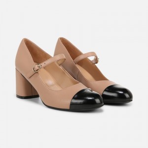 Naturalizer Lovable Mary Jane Womens Grey Brown / Black Block Heels DN77-4927Y3