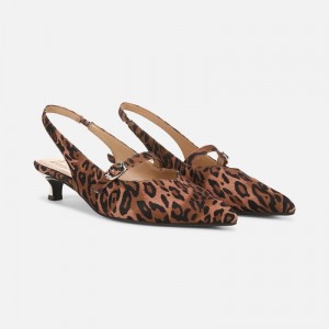 Naturalizer Grayson Mary Jane Slingback Womens Leopard Kitten Heels FT54-6434B0