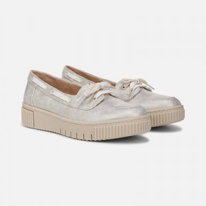 Naturalizer SOUL Tia Boat Shoe Womens Light Gold Metallic Loafers RX61-5711C6