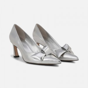 Naturalizer 27 EDIT Emery Bow Pump Womens Silver Pumps NW27-3597P6