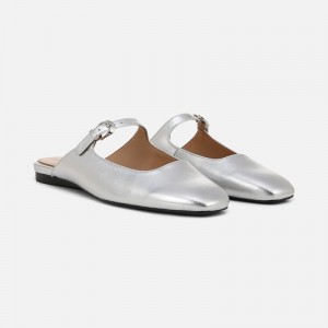 Naturalizer Apple Mary Jane Mule Womens Silver Mules UZ13-4303T8