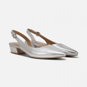 Naturalizer Banks Pointed Toe Flat Womens Silver Slingbacks IO11-9621U6