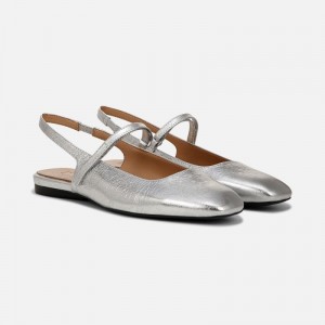 Naturalizer Connie Mary Jane Slingback Flat Womens Silver Slingbacks OZ97-2907F9