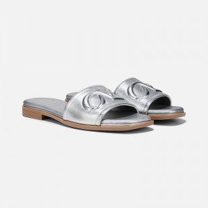 Naturalizer Genevieve Slide Sandal Womens Silver Flat Sandals WI91-8851T2