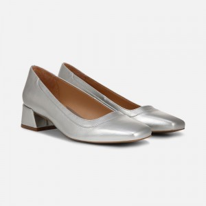 Naturalizer Huntley Block Heel Pump Womens Silver Block Heels JT59-6689X0