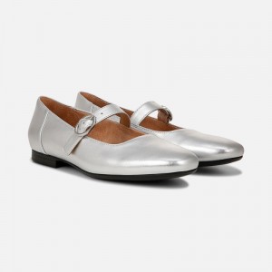 Naturalizer Kelly Mary Jane Flat Womens Silver Ballet Flats DQ45-7775D5