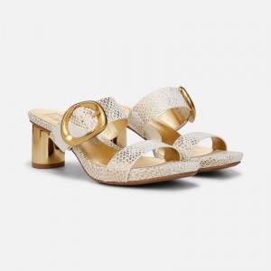Naturalizer Ida Dress Sandal Womens White Gold / Snake Heeled Sandals LY57-0497I7