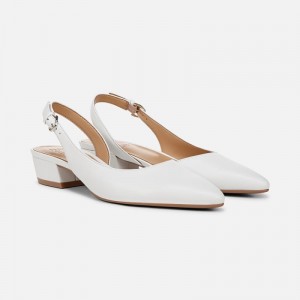 Naturalizer Banks Pointed Toe Flat Womens White Slingbacks IL82-8142V0