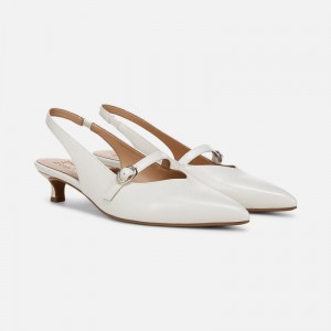 Naturalizer Grayson Mary Jane Slingback Womens White Kitten Heels KF21-7711Y7