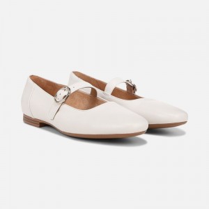Naturalizer Kelly Mary Jane Flat Womens White Ballet Flats BO72-2712G1