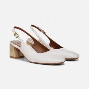 Naturalizer Lane Slingback Pump Womens White Block Heels HE37-6147B8