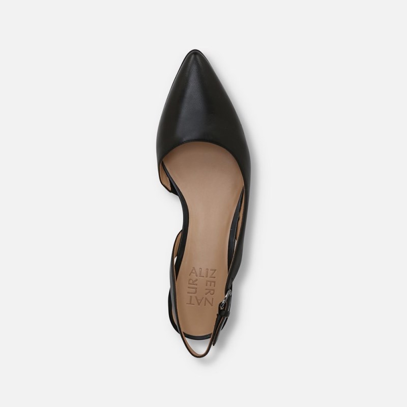Naturalizer Banks Pointed Toe Flat Womens Black Slingbacks MV31-8081H3