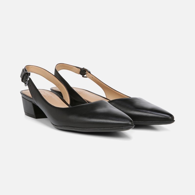 Naturalizer Banks Pointed Toe Flat Womens Black Slingbacks MV31-8081H3