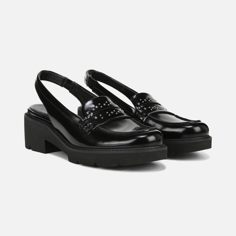 Naturalizer Darry Lug Sole Slingback Loafer Womens Black Loafers XC54-1584Y0