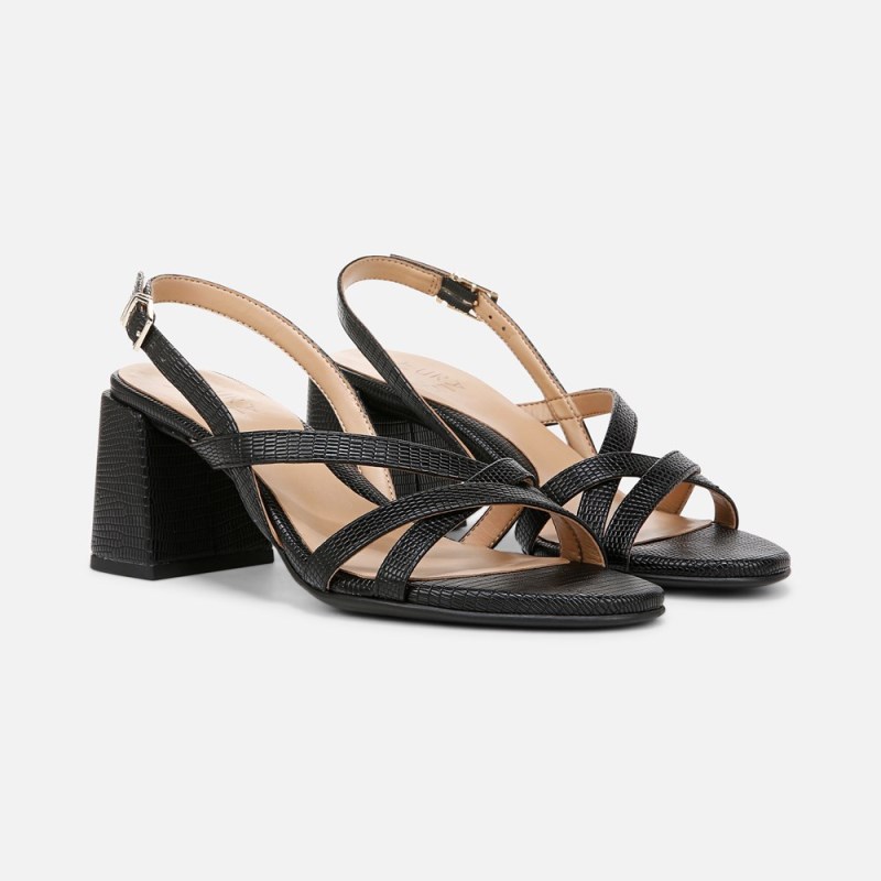 Naturalizer Demi Block Heel Dress Sandal Womens Black Heeled Sandals XI01-6381F5