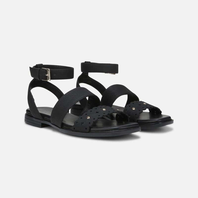 Naturalizer Gana Strappy Sandal Womens Black Flat Sandals LB53-4933E6