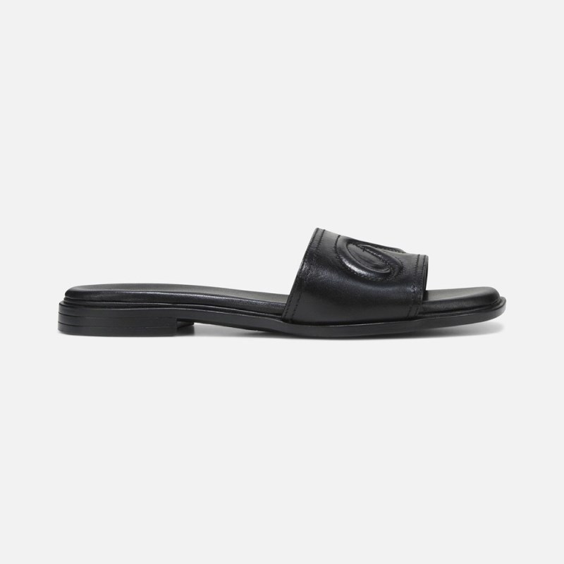 Naturalizer Genevieve Slide Sandal Womens Black Flat Sandals QK59-6629C2