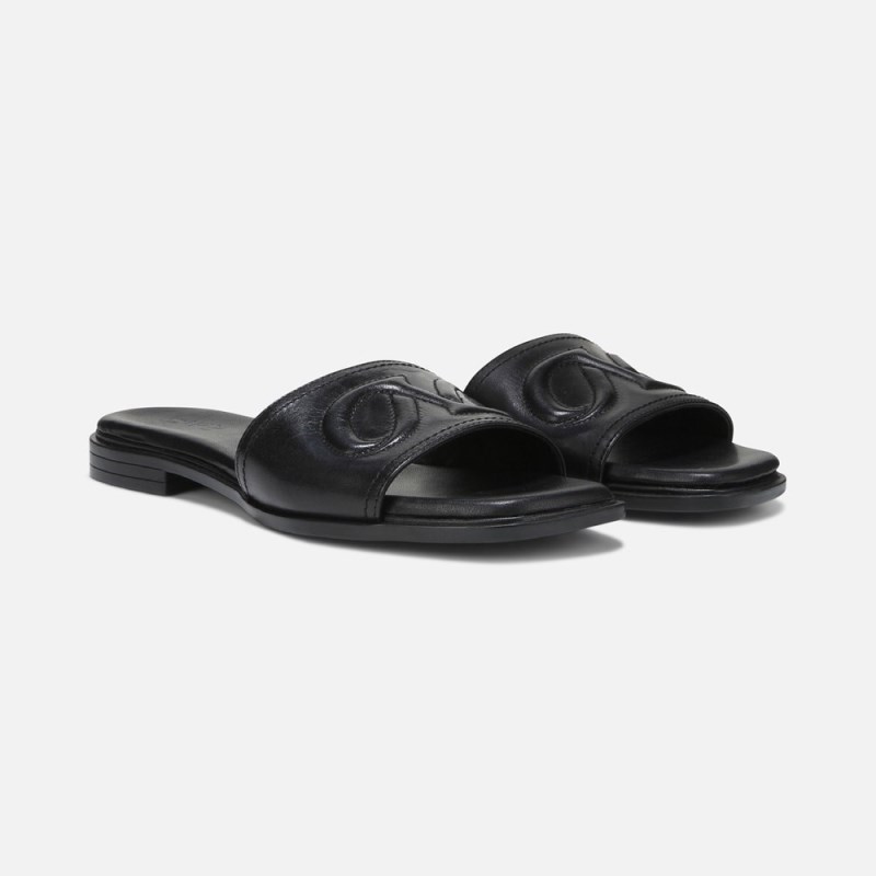Naturalizer Genevieve Slide Sandal Womens Black Flat Sandals QK59-6629C2