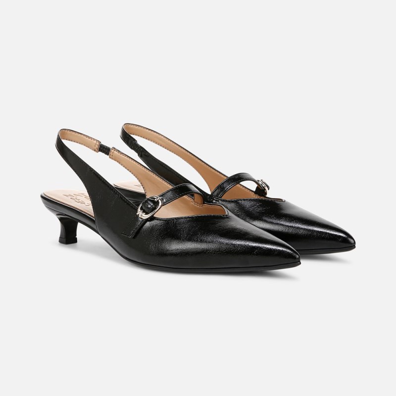 Naturalizer Grayson Mary Jane Slingback Womens Black Kitten Heels XA38-0888N6