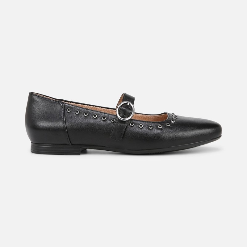 Naturalizer Kelly Mary Jane Flat Womens Black Ballet Flats YV84-0684D3
