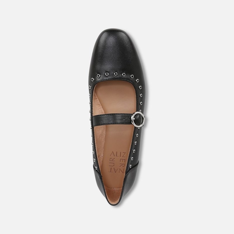 Naturalizer Kelly Mary Jane Flat Womens Black Ballet Flats YV84-0684D3
