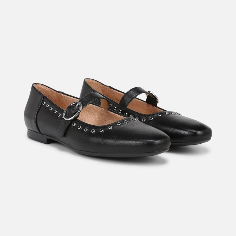 Naturalizer Kelly Mary Jane Flat Womens Black Ballet Flats YV84-0684D3