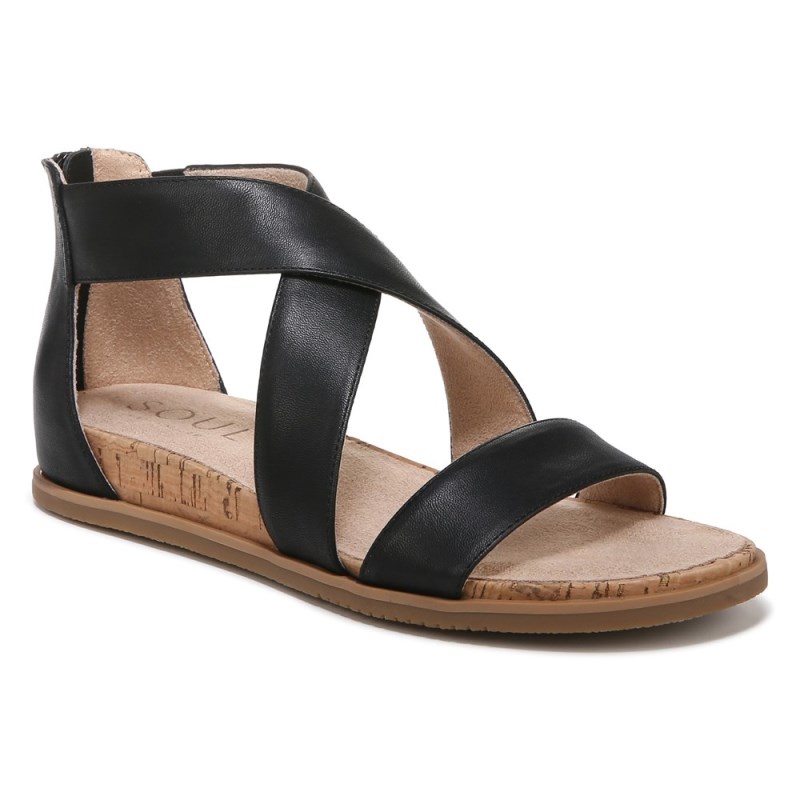 Naturalizer SOUL Cindi Sandal Womens Black Flat Sandals KO92-4652P7