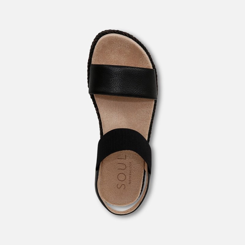 Naturalizer SOUL Diana Strappy Sandal Womens Black Platform Sandals EH95-8705Z3