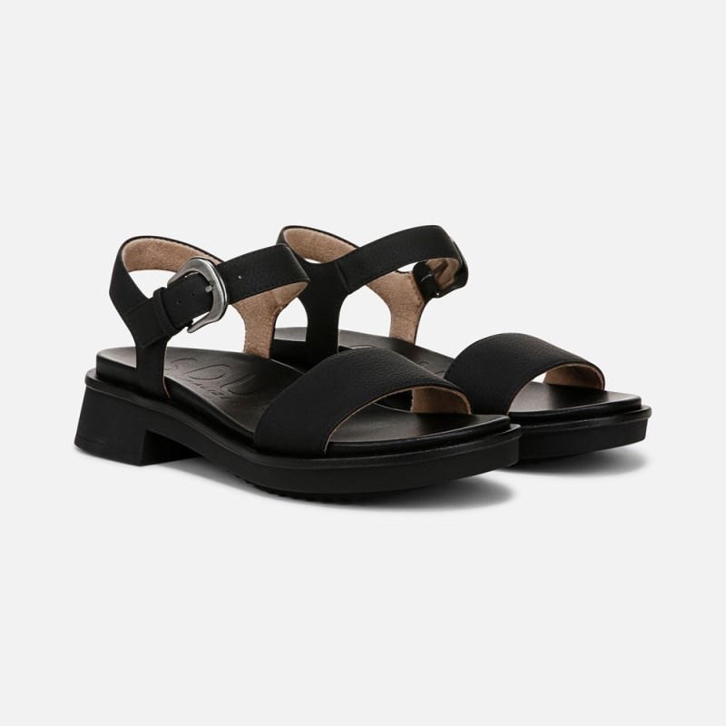 Naturalizer SOUL Emma Strappy Sandal Womens Black Platform Sandals CK80-0980R5