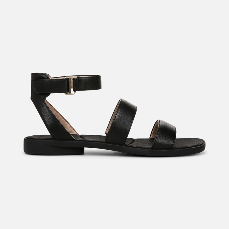 Naturalizer SOUL Fiesta Strappy Sandal Womens Black Flat Sandals GU60-0390N1