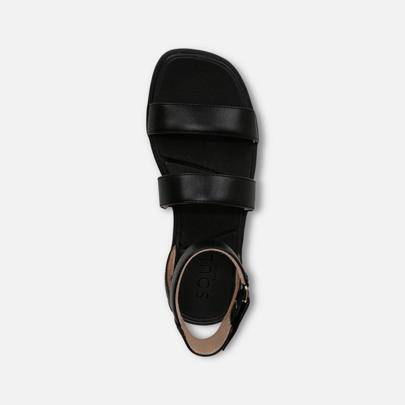 Naturalizer SOUL Fiesta Strappy Sandal Womens Black Flat Sandals GU60-0390N1