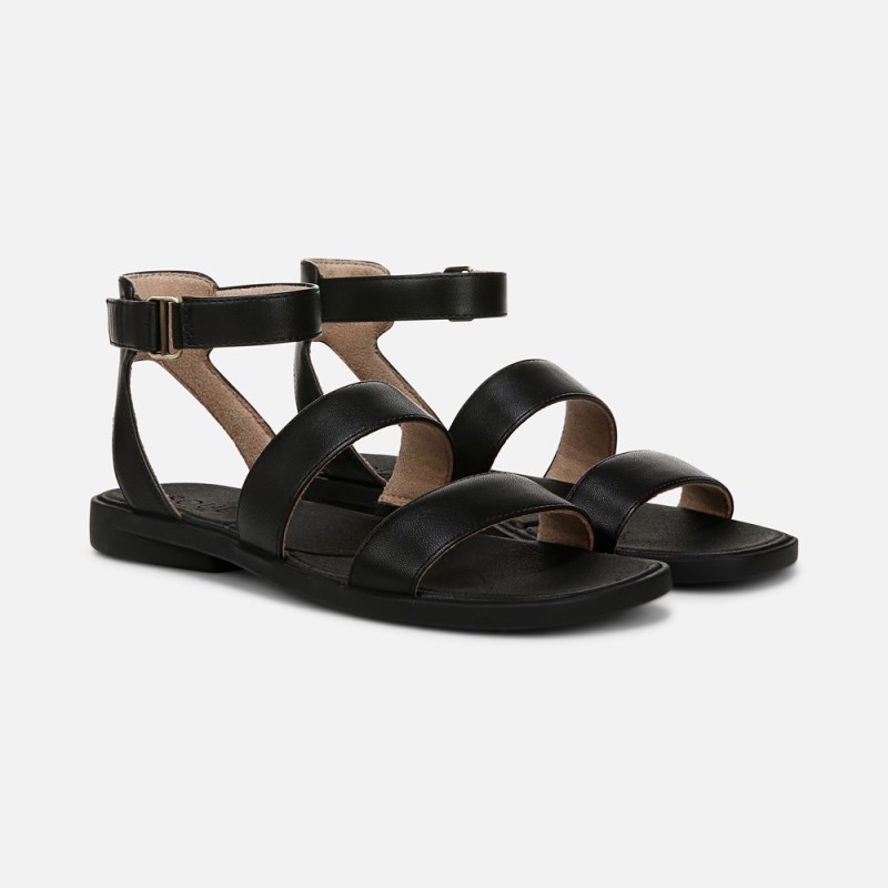 Naturalizer SOUL Fiesta Strappy Sandal Womens Black Flat Sandals GU60-0390N1