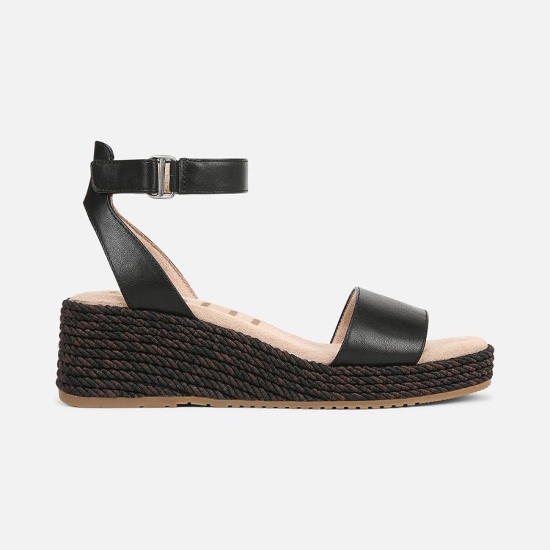 Naturalizer SOUL Gloria Espadrille Womens Black Wedge Sandals ON83-8063A2