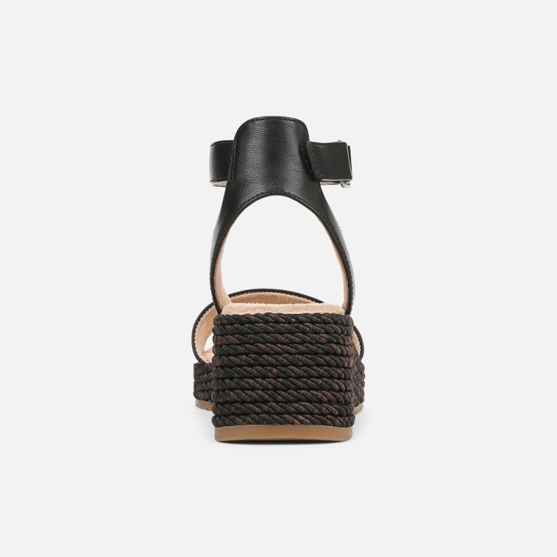 Naturalizer SOUL Gloria Espadrille Womens Black Wedge Sandals ON83-8063A2