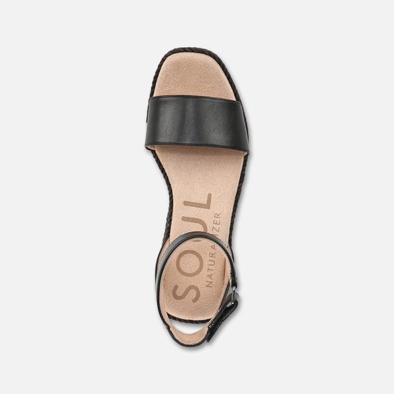 Naturalizer SOUL Gloria Espadrille Womens Black Wedge Sandals ON83-8063A2